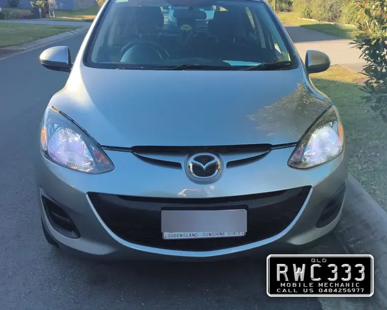 Mazda 2 inspected for a QLD safety certificate